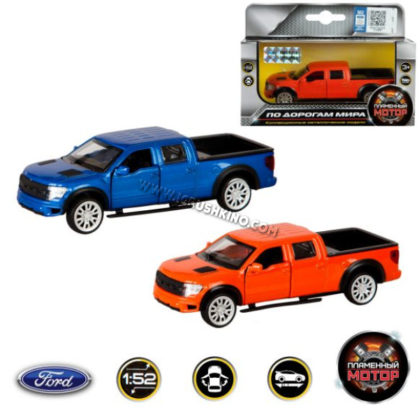 Машина мет. 1:52 Ford F-150 SVT Raptor, откр.двери, цвета в ассорт.,12см