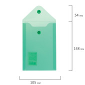 Папка-конверт с кнопкой МАЛОГО ФОРМАТА (105х148 мм), А6, зеленая, 0,18 мм, BRAUBERG, 227318