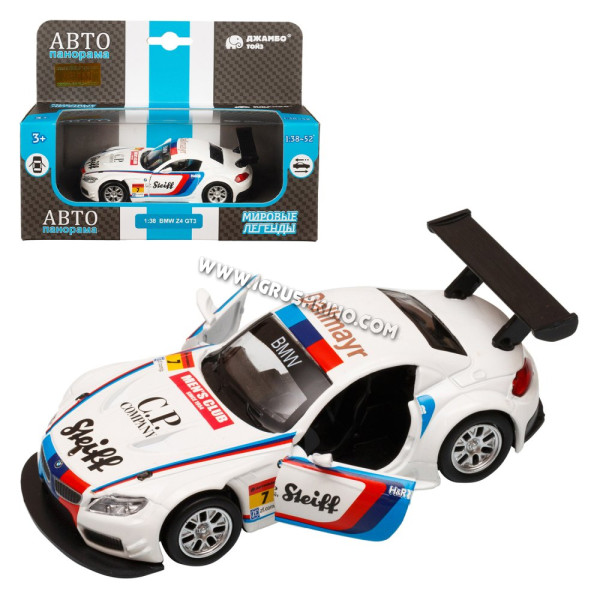 Машинка металл. 1:38  BMW Z4 GT3, белый, инерция, откр. двери, в/к 17,5*12,5*6,5 см