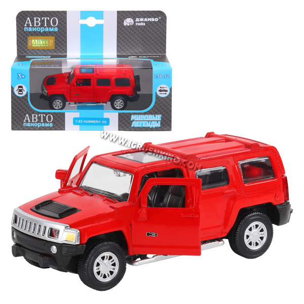 Машинка металл. 1:43  Hummer H3, красный,  инерция, откр. двери, в/к 17,5*12,5*6,5 см