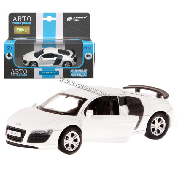 Машинка металл. 1:43 Audi R8 GT, белый металлик, инерция, откр. двери, в/к 17,5*12,5*6,5 см