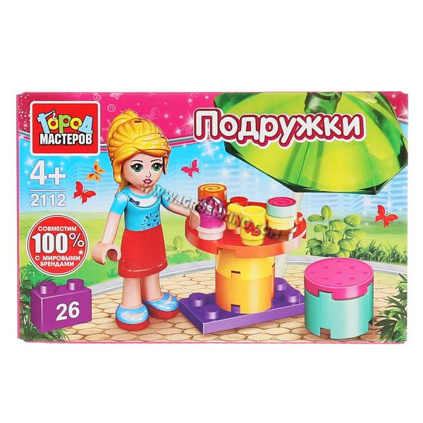 Конструктор "кафе", с фигуркой, 26дет. в русс. кор. 80шт