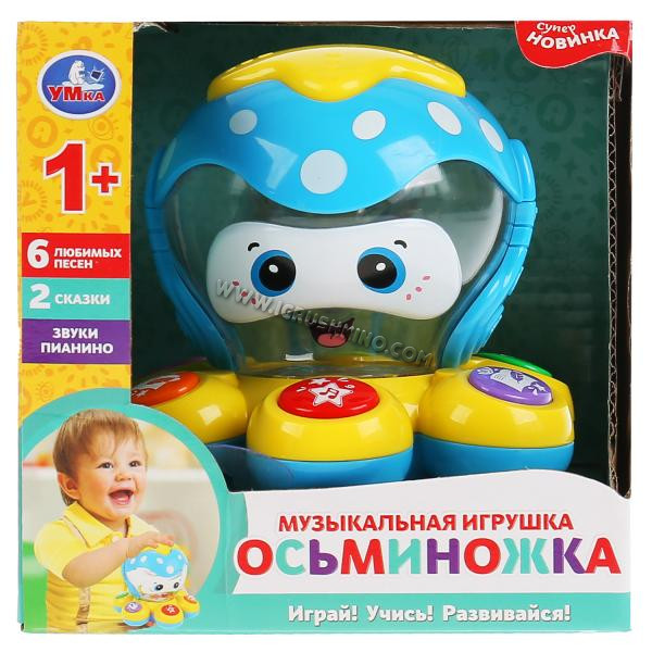 Музыкальная игрушка осьминожек, Шаинский музыка, на бат. свет+звук в русс. кор. в кор.2*36шт