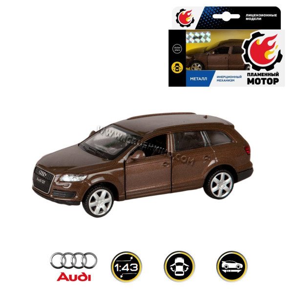 Машина мет. 1:43 Audi Q7, откр.двери, коричн, 11см