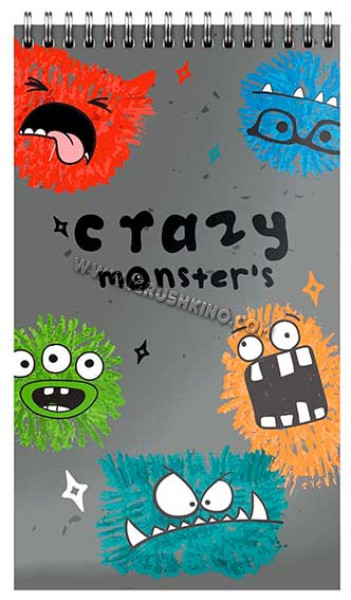 Блокнот А7  40л. SchoolФормат спираль "Crazy Monsters" БЛ7-КМ клетка,уф-лак