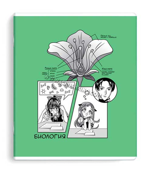Тетрадь предм. 48л. ФЕНИКС "Аниме-Биология" 63423 мел.карт.,выб.твин уф-лак,клетка
